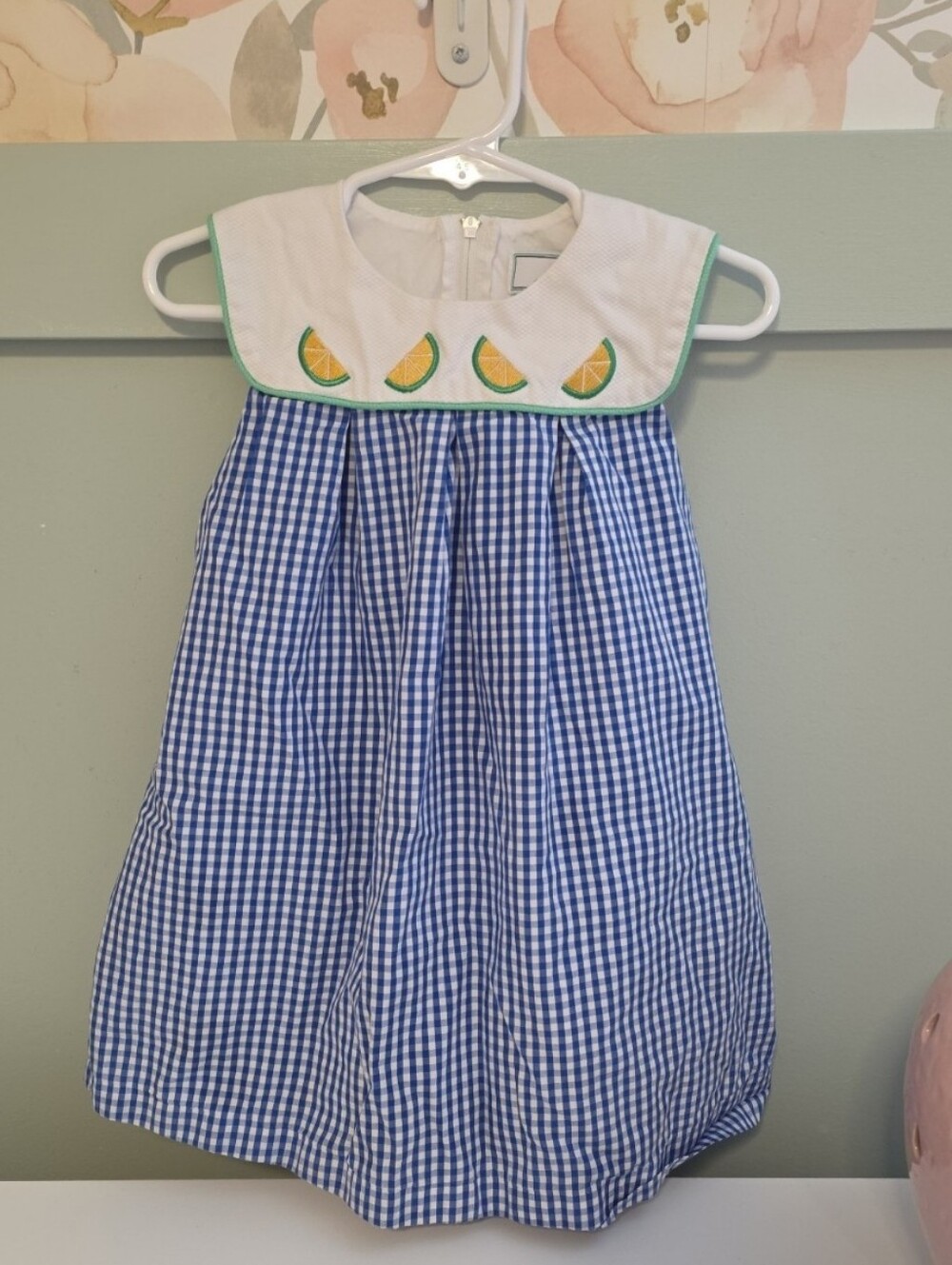 Classic Prep 3t Blue Gingham Like Lemon Applique Dress